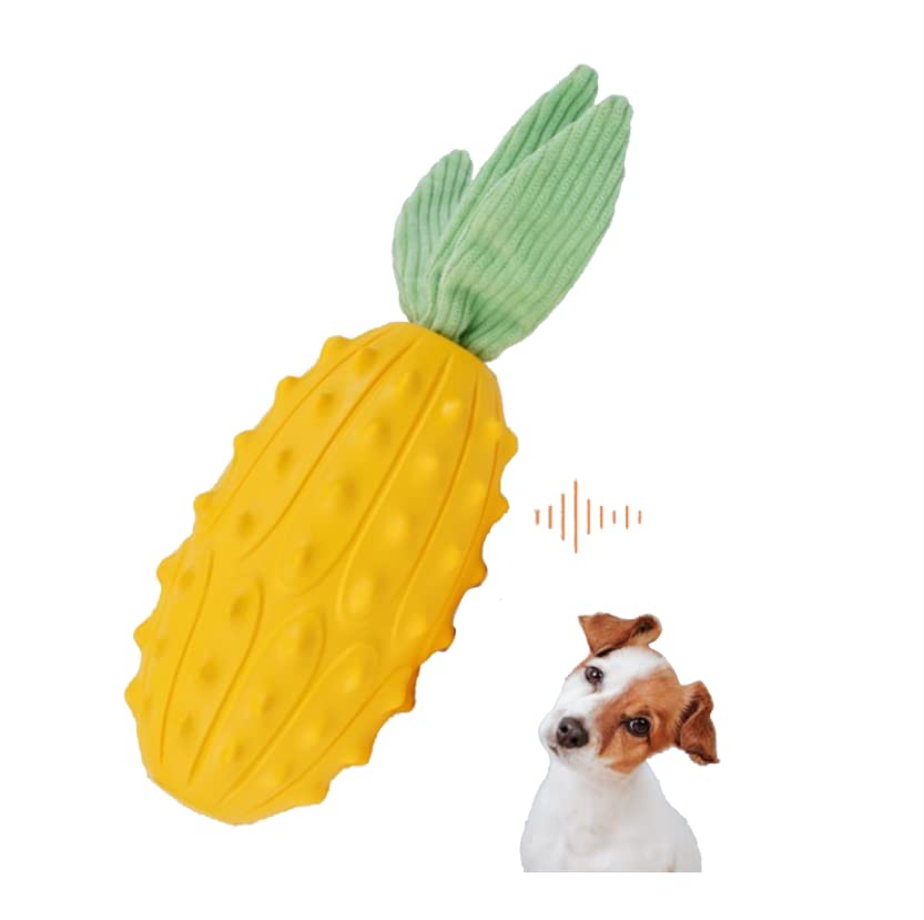 Durable Dog Chew Toys for Aggressive Chewers - Natural Rubber Squeaky Fetch Toys for Medium & Large Dogs - Teeth Cleaning Kiwano-Shaped Chew - Safe Pet Toy for Playtime, Training & Dental Health
