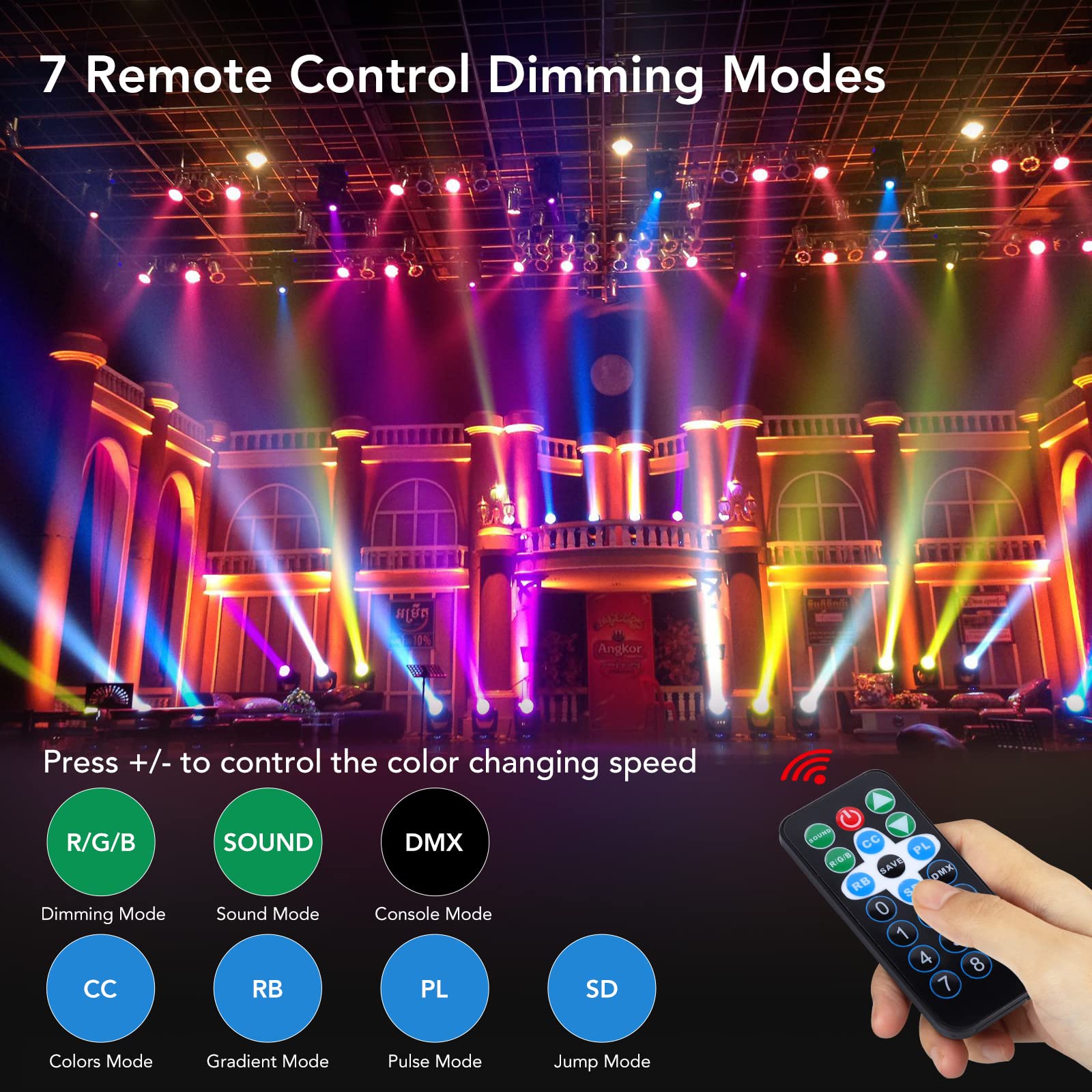 6 Pack 36 LED Par Lights - Sound Activated & DMX Control Stage Lighting for Weddings, Clubs, Concerts, Christmas Parties (Uplights for DJ, Music Shows, Holiday Events)