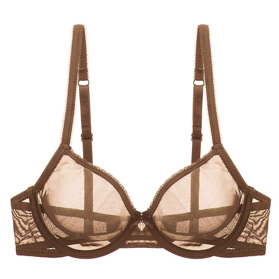 YANDW Sexy Sheer See Through Bras - Unlined Underwire Lace Mesh Bralette for Women | Ultra Thin Non Padded Clear Bra | Perfect for Date Night, Lingerie Layering & Sensual Occasions