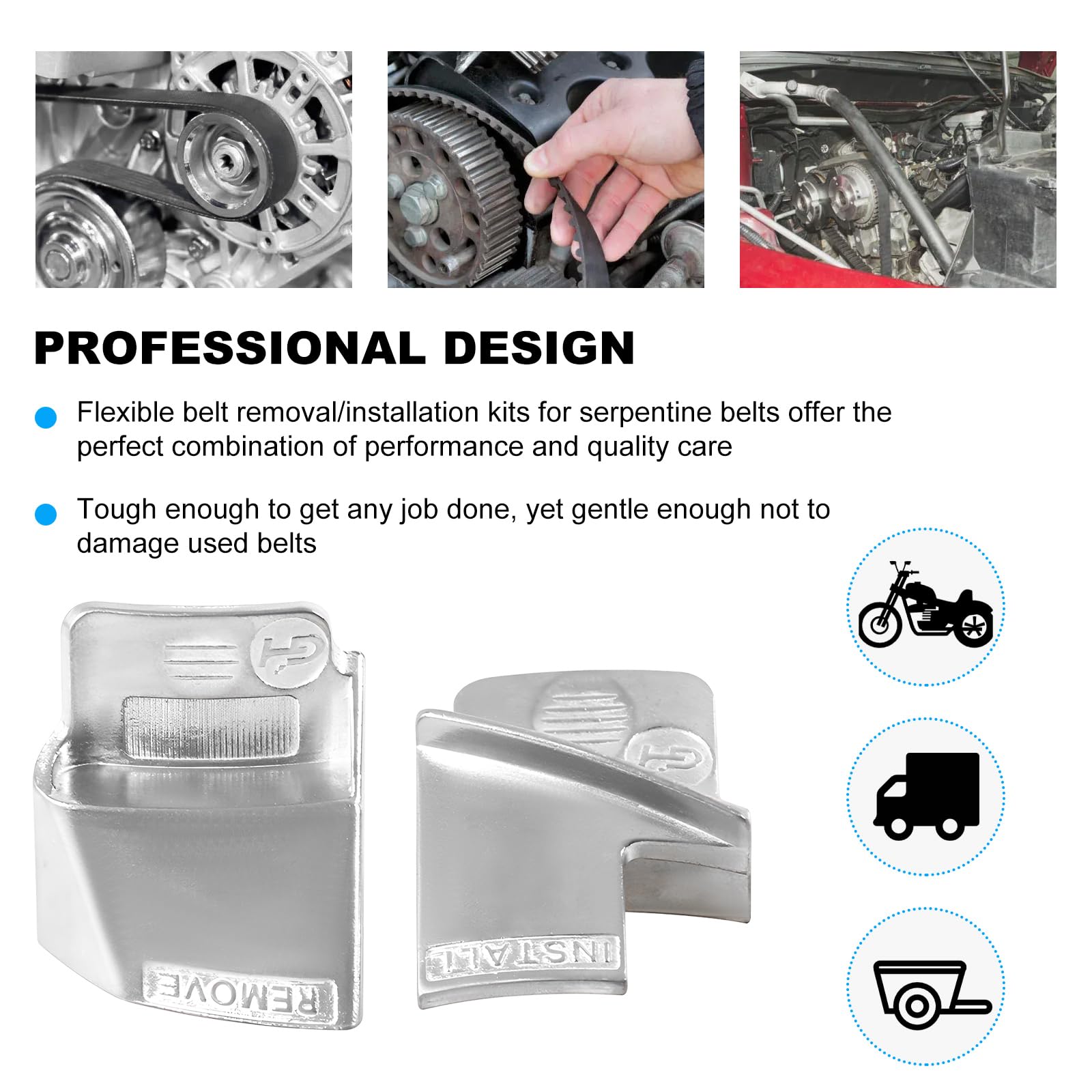 2 PCS Universal Stretch Belt Mate Kit - Car & Truck Belt Remover & Installer Tool Set - Compatible with Trolleys, Carts & Vehicles - Perfect for DIY Auto Repairs & Maintenance