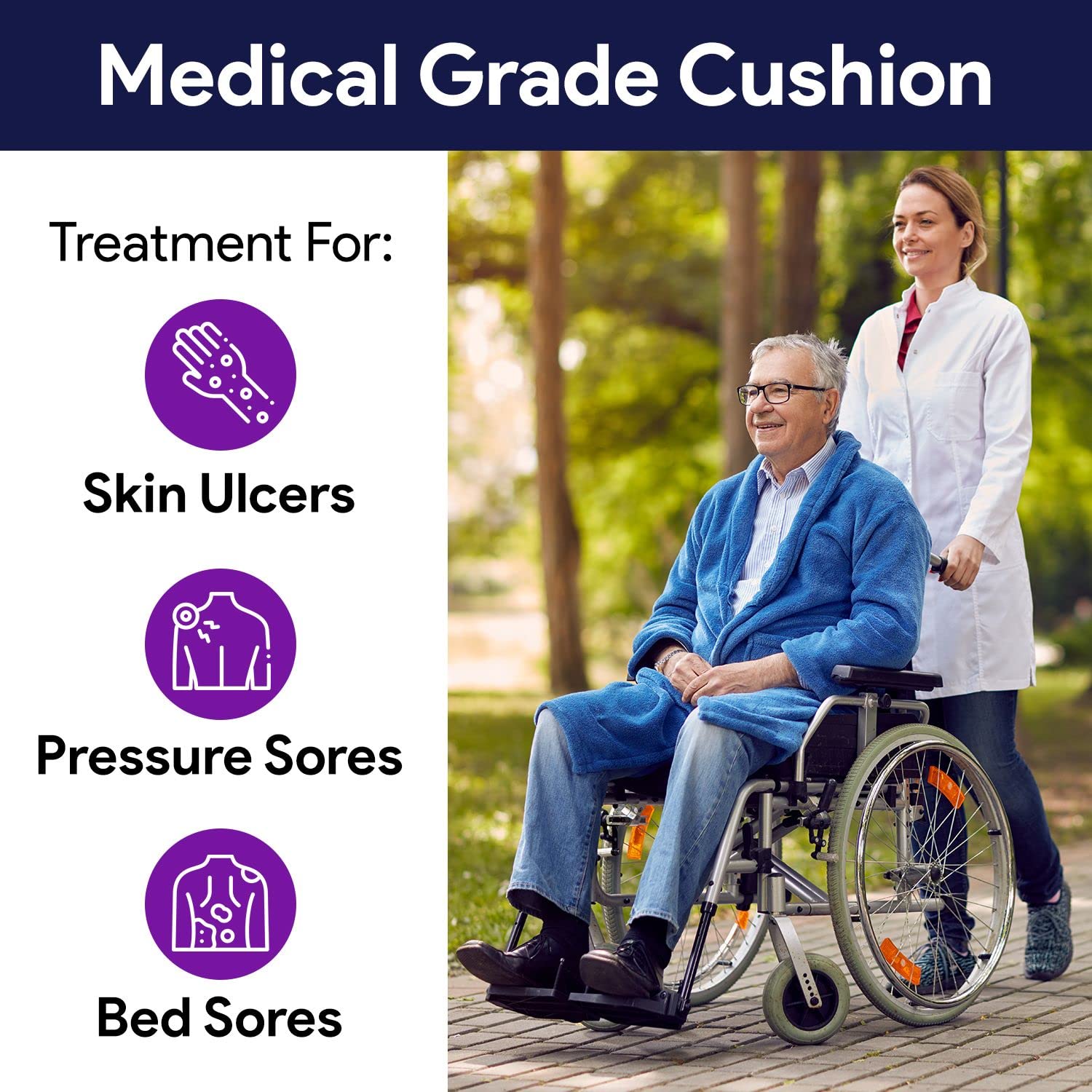 Alternating Pressure Wheelchair Cushion for Sciatica & Tailbone Pain Relief - 4 Air Cell Gel Memory Foam Seat Cushion with 3 Cycle Settings - 20
