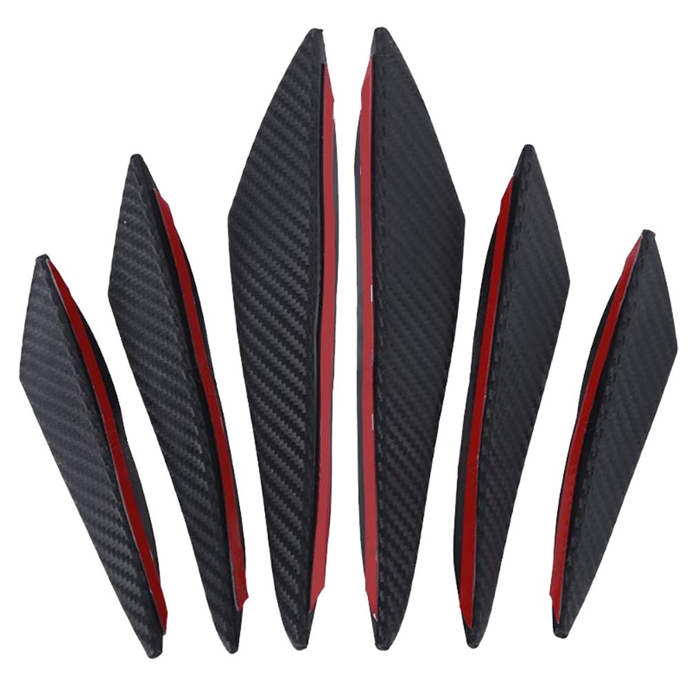 Universal 6Pcs Front Bumper Canard Kit - Car Body Lip Spoiler & Splitter Fins for Enhanced Aerodynamics - Perfect for Sports Cars, Racing & Street Performance Upgrades
