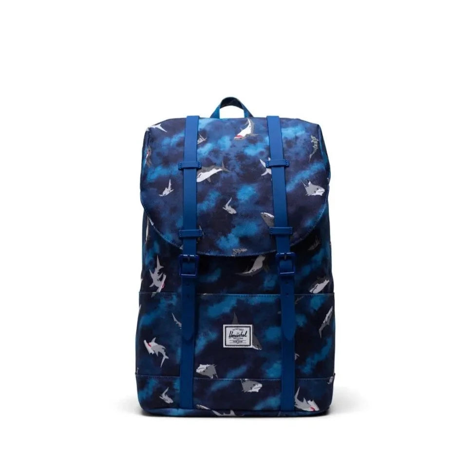 Herschel Sharks Mazarine Blue Retreat Youth Backpack - Stylish School & Travel Backpack for Teens - Perfect for School, College, and Outdoor Adventures