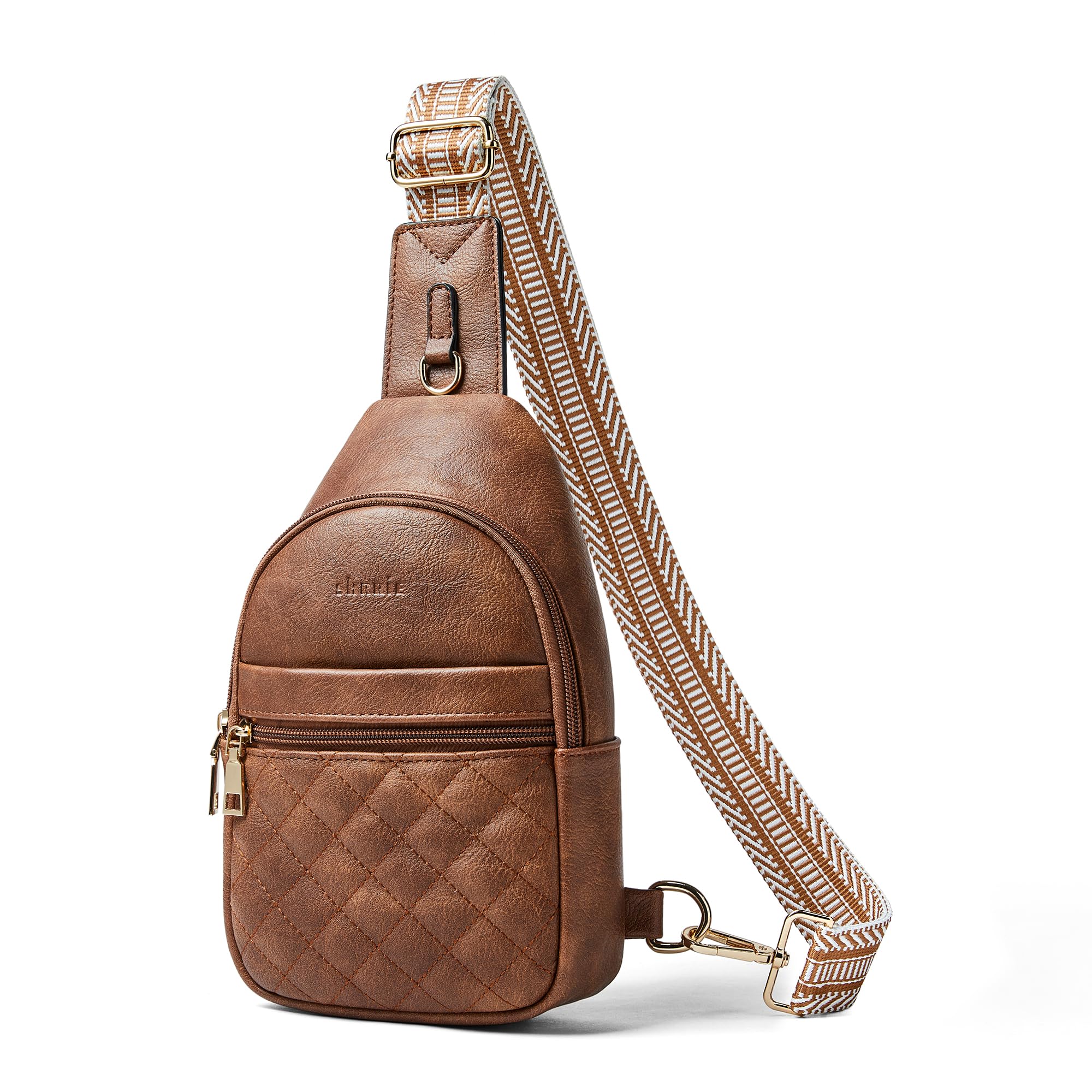 Shrrie Women's Quilted Leather Crossbody Sling Bag - Adjustable Strap Fanny Pack Purse for Everyday Use, Travel & Shopping