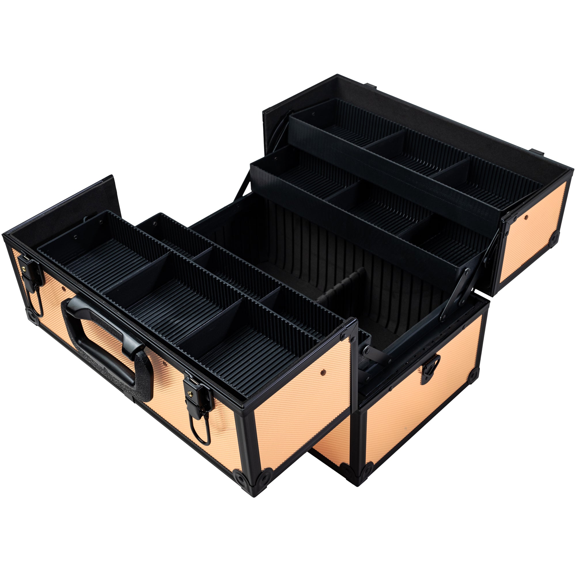 Professional Makeup Train Case with Shoulder Strap & Secure Locks - Portable Cosmetic Organizer for Travel, Salon, and Makeup Artists