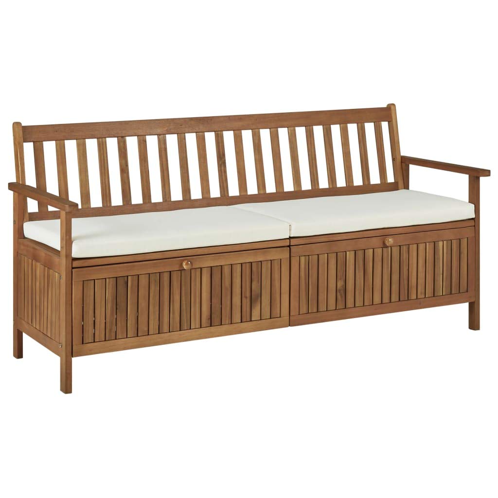 Outdoor Storage Bench with Cushion - 66.9 Inch Weatherproof Wooden Deck Box & Front Porch Seating for Patio Furniture - Perfect for Garden, Backyard, and Outdoor Living Spaces