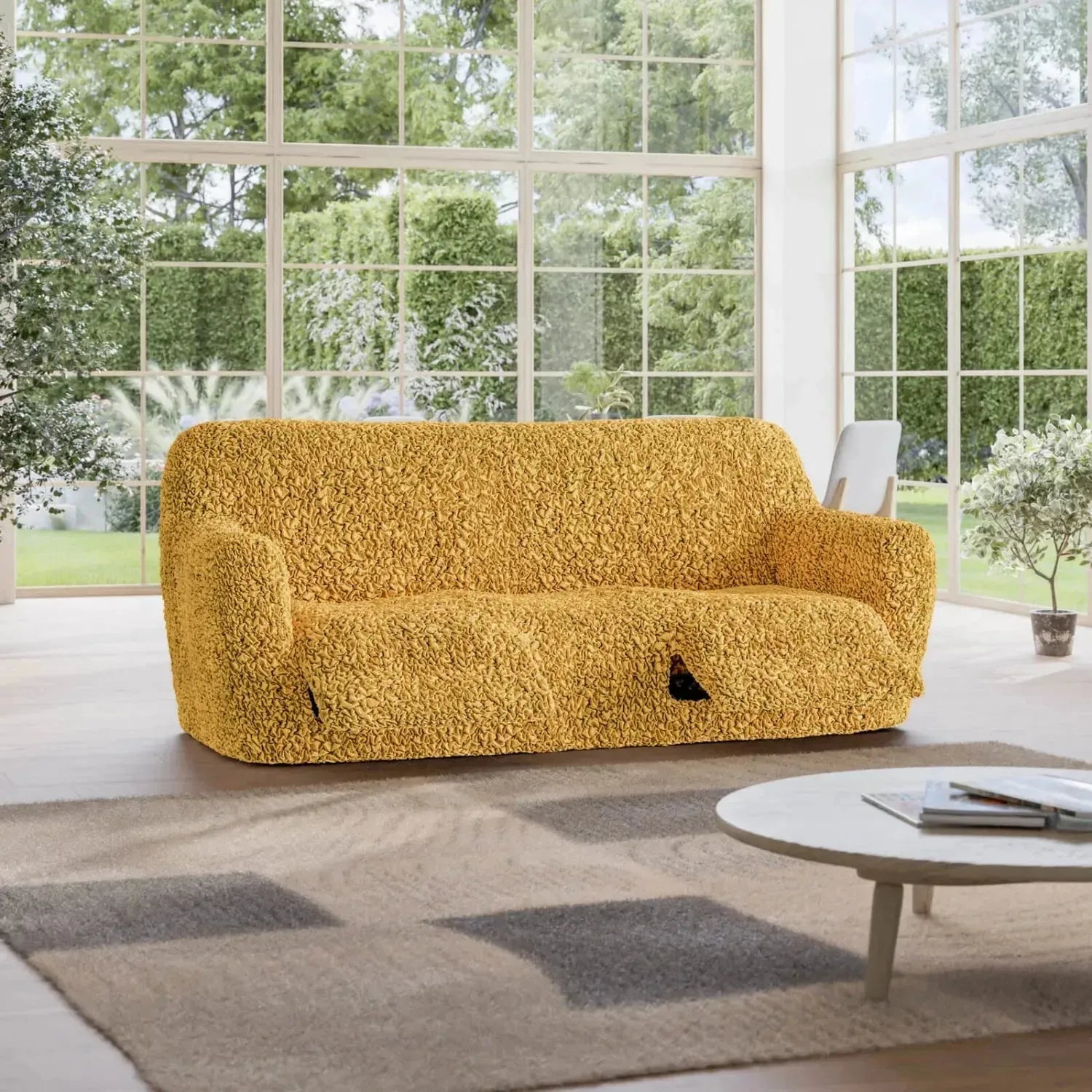 3 Seater Recliner Slipcover - Soft Fuco Cotton Stretch Sofa Cover - Perfect for Living Room, Family Room & Home Theater Furniture Protection