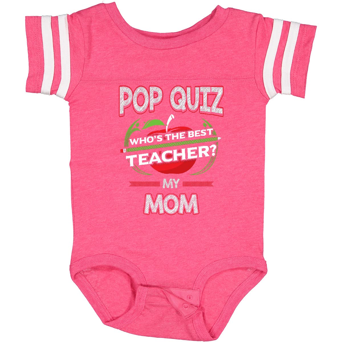 Inktastic Pop Quiz Mom Best Teacher Baby Bodysuit - Funny Infant Onesie for Teacher Appreciation, Mother's Day & School Events - Perfect Gift for Educators & New Moms