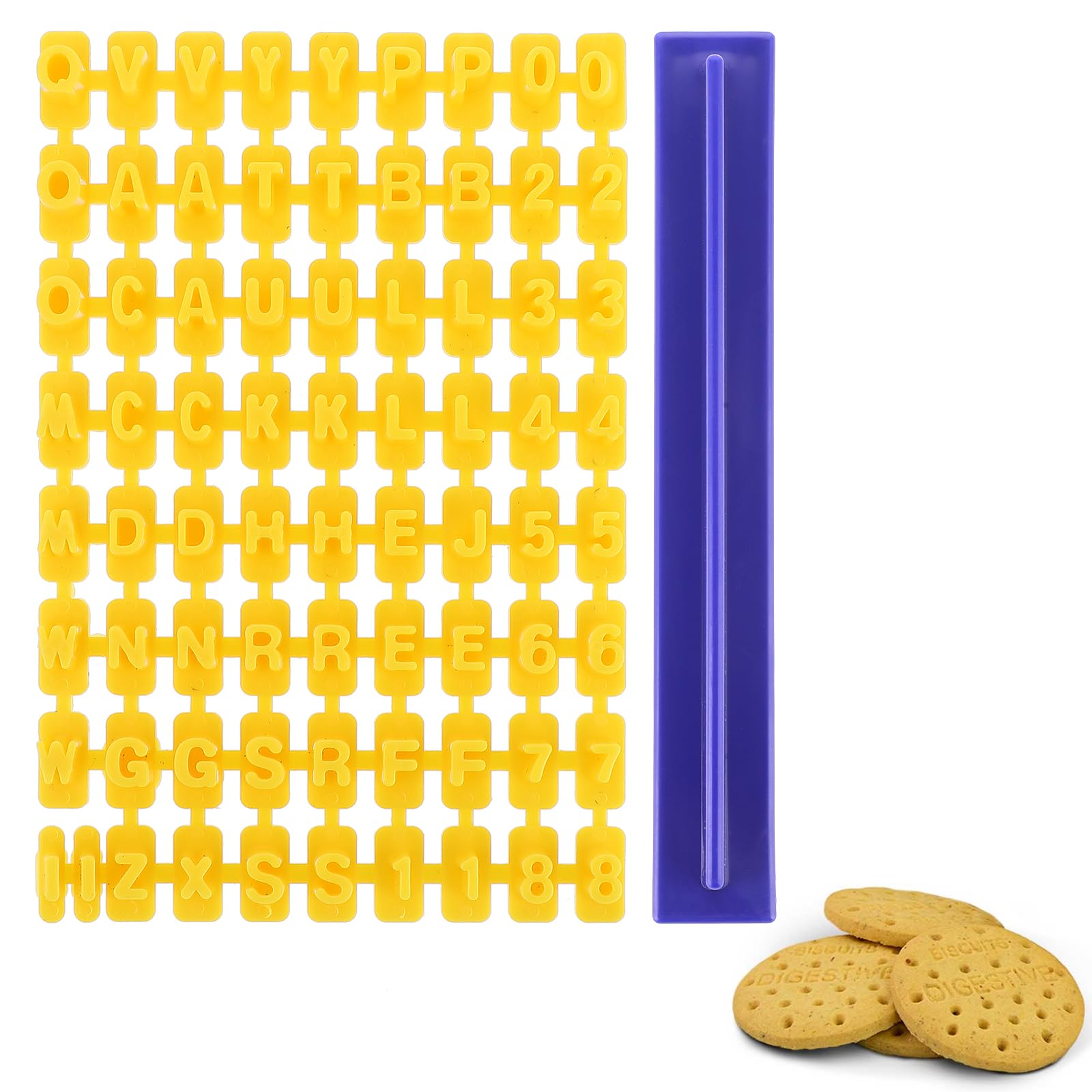 2 Sets of 144-Piece Cookie Letter Stamps for Baking - Personalized Alphabet Cookie Press Set for Clay, Fondant, Chocolate & Cake Decorations - Perfect for DIY Desserts, Wedding Cookies & Holiday Treats