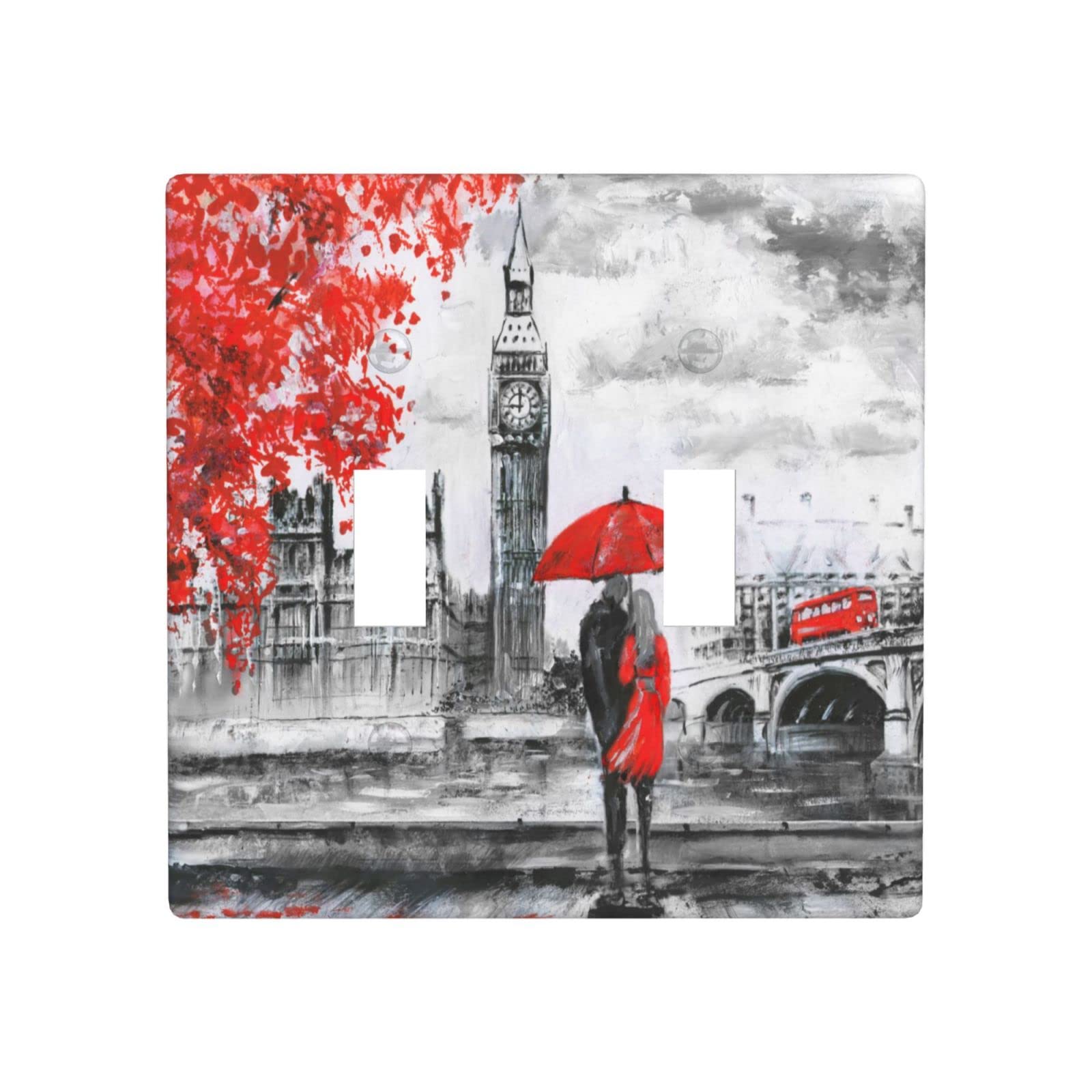 Double Toggle Light Switch Plate Cover - Romantic French Style Wall Plate for Valentine's Day Decor - Outlet Covers for Bedroom, Living Room & Store Decorations - Perfect for Home, Office & Retail Spaces
