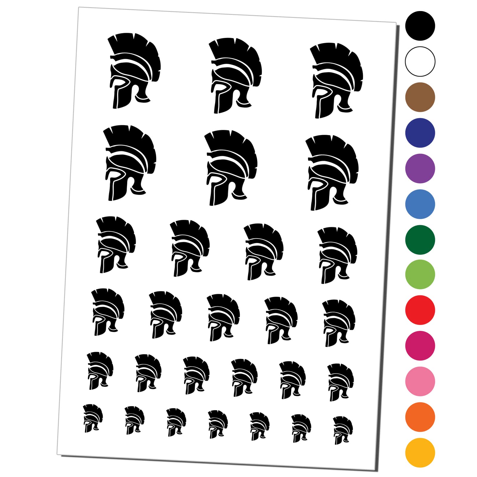 Ancient Greek Roman Spartan Helmet Temporary Tattoo - Waterproof Fake Body Art Stickers Set - Black (1 Sheet) - Perfect for Costume Parties, Cosplay, and Historical Reenactments