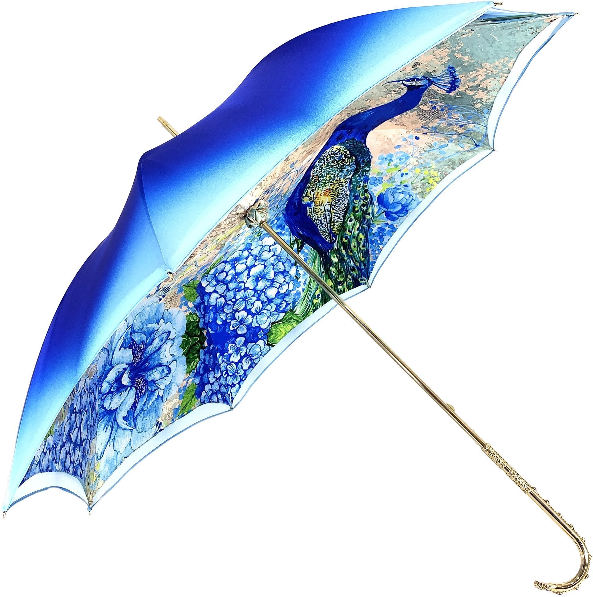 il Marchesato Luxury Peacock Umbrella - Elegant Handmade Italian Rain Umbrella for Women, Fashionable Waterproof Sun Protection Parasol - Perfect for Weddings, Outdoor Events & Stylish Everyday Use