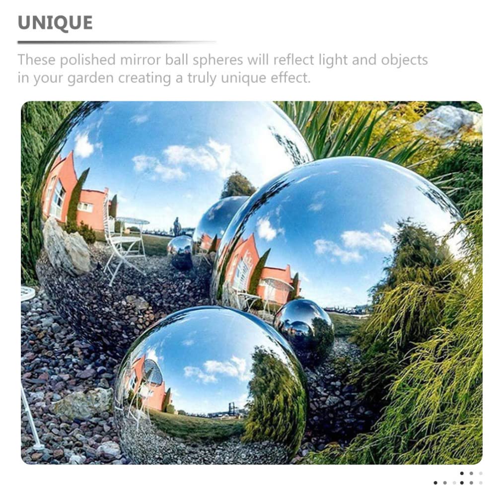 5-Piece Stainless Steel Garden Reflector Hollow Balls - Mirror Polished Outdoor Decor for Lawn, Patio, and Backyard | Gazing Globe Ornaments for Sunlight Reflection & Landscape Design