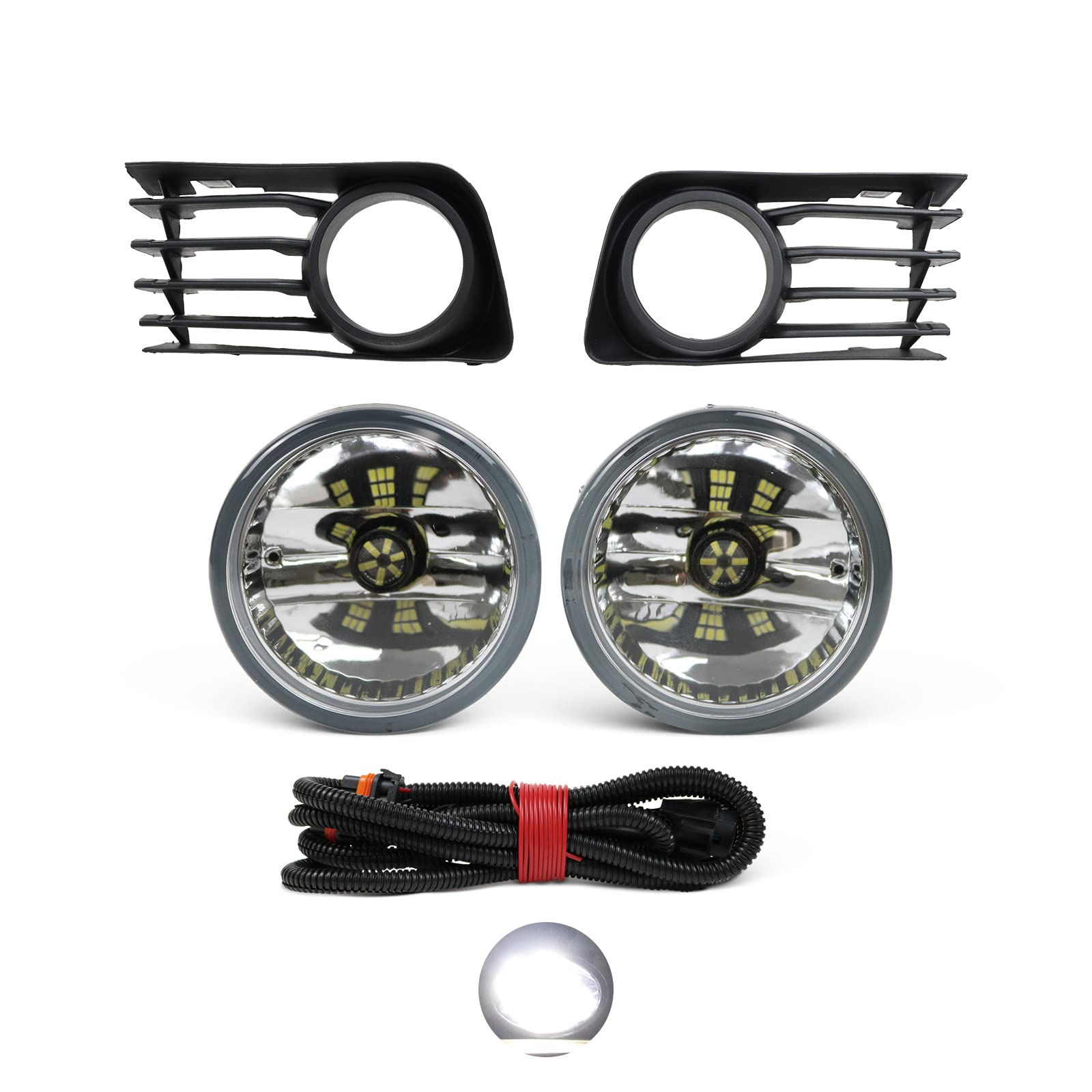 Toyota Prius 2004-2009 LED Fog Lights Kit - Front Bumper Fog Lamps with Wiring Harness (Part# 81221-52070, 81211-52070) - Waterproof DRL Daytime Running Lights for Enhanced Visibility in Rainy/Foggy Weather