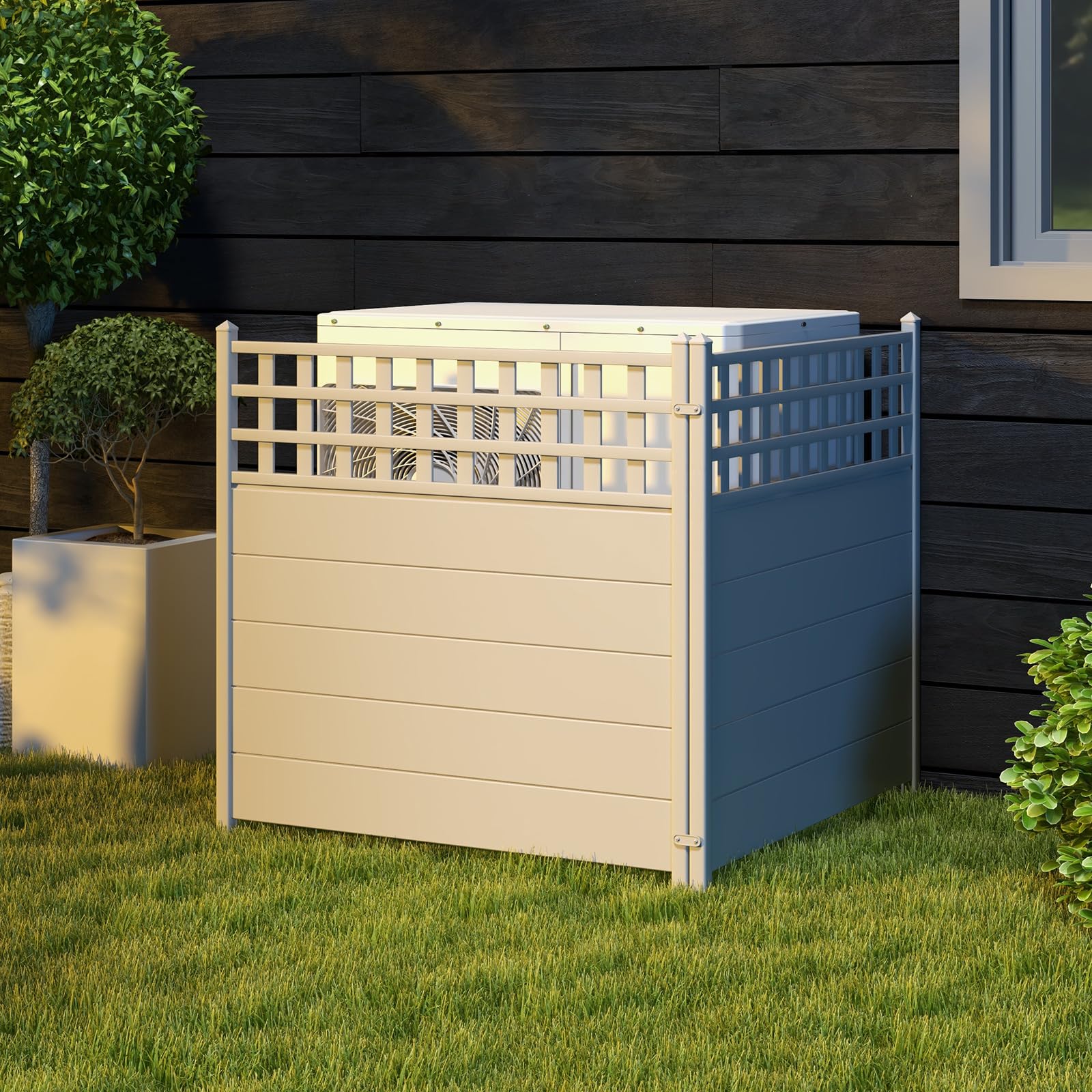 Happygrill 2-Panel PVC Air Conditioner Fence - 45