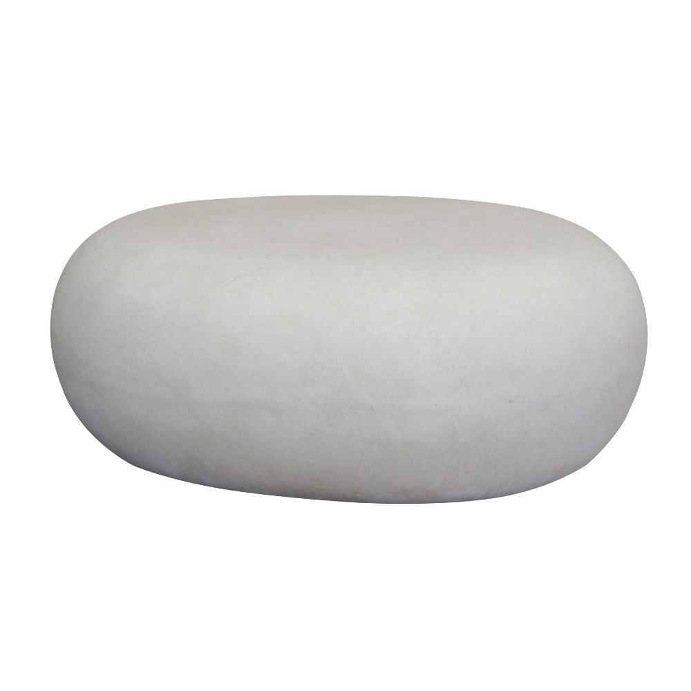 ROCCO 73cm White Concrete Pebble Coffee Table - Indoor & Outdoor Use for Patio, Garden, and Living Room Decor