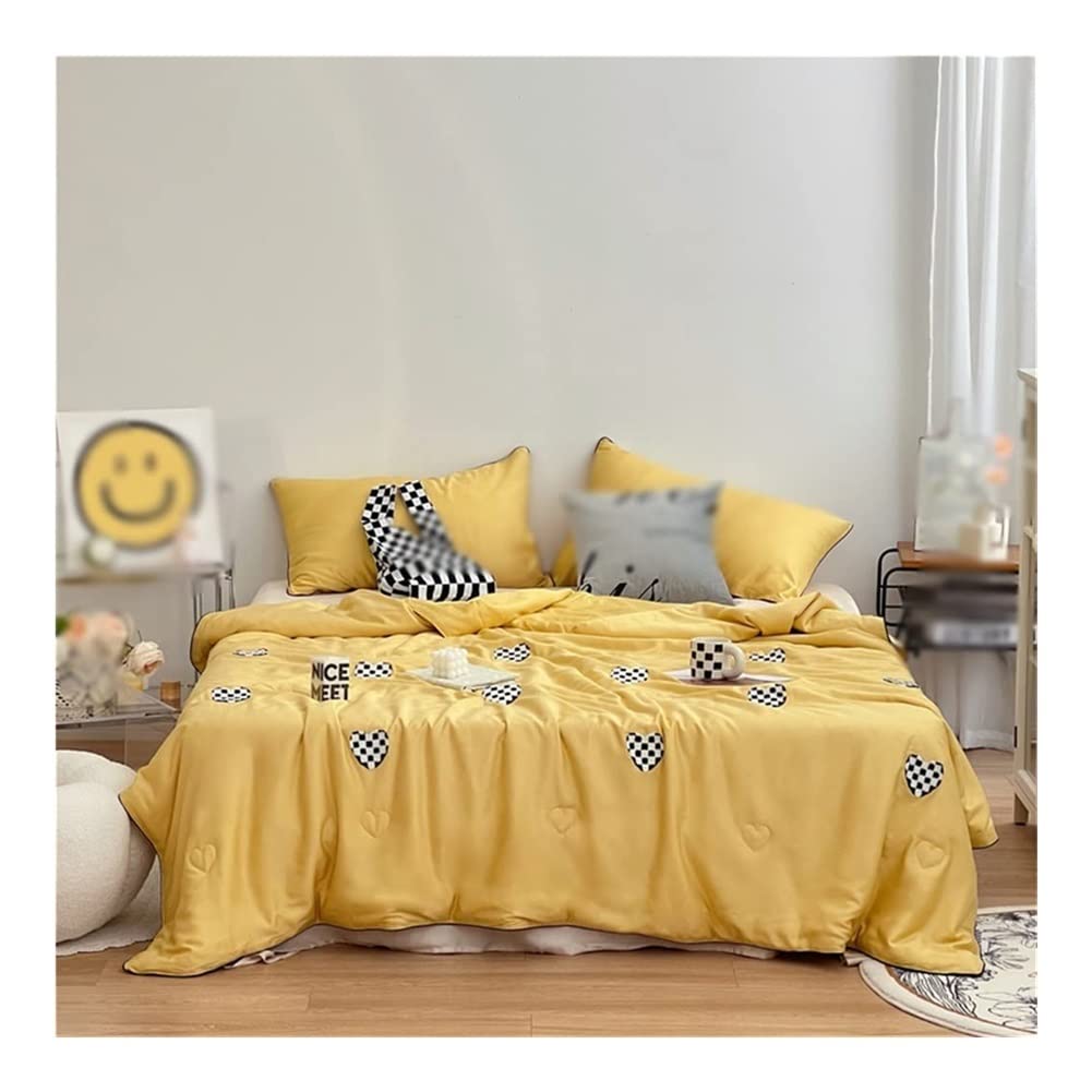 Z Create Design Tencel Summer Cooling Quilt - Lightweight, Washable, Embroidered Air Conditioner Blanket for Bed - 200x230cm (Queen Size) | Perfect for Hot Sleepers & Air-Conditioned Rooms