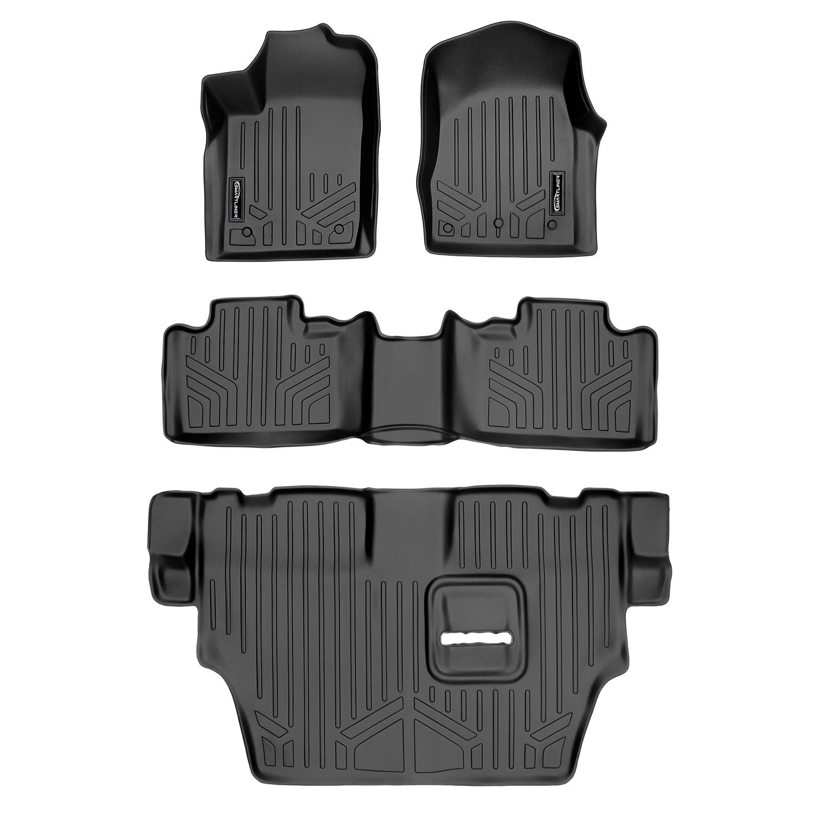 Premium SMARTLINER All-Weather Floor Mats - 3 Row Custom Fit for 2013-2016 Dodge Durango | Black Heavy Duty Car Mats with Front Dual Hooks & 2nd Row Bench Seat Protection | Perfect for Off-Road, Family Trips & Everyday Driving