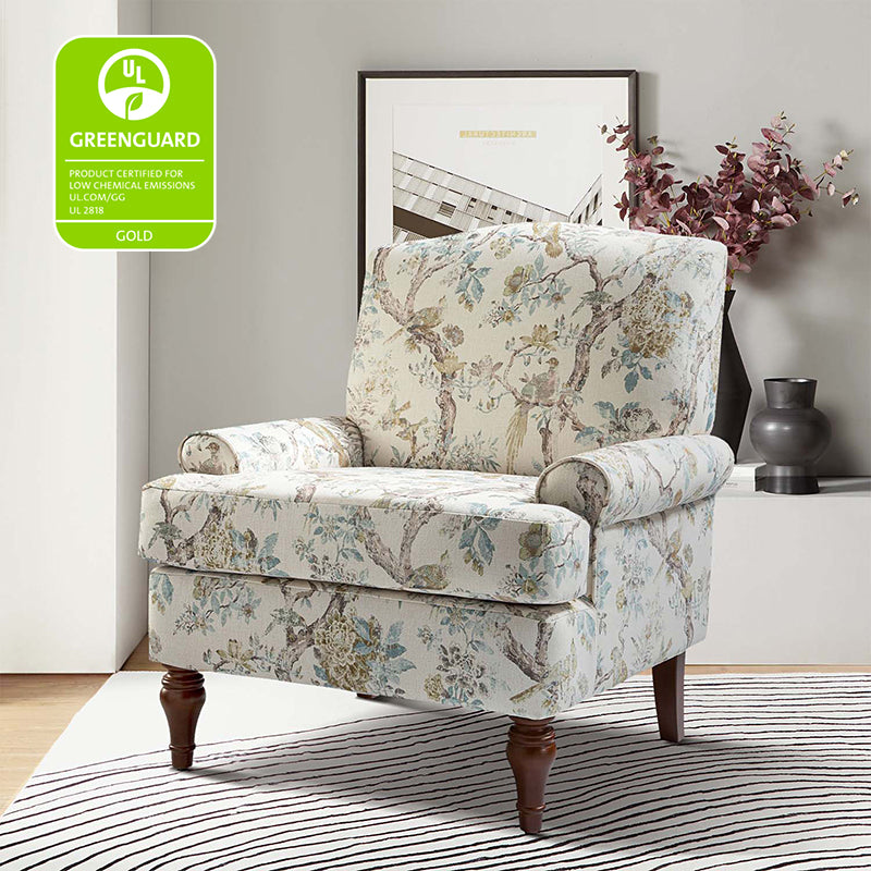 Dominik Armchair - Modern Accent Chair for Living Room, Bedroom & Office - Stylish Upholstered Lounge Chair with Wooden Legs - Perfect for Relaxing, Reading & Decor