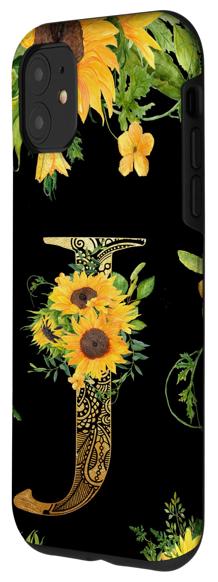 Personalized iPhone 11 Case with Sunflower Design & Monogram Letter J - Perfect Gift for Women, Girls, Teens | Cute Protective Phone Cover for Everyday Use, School, Work & Travel