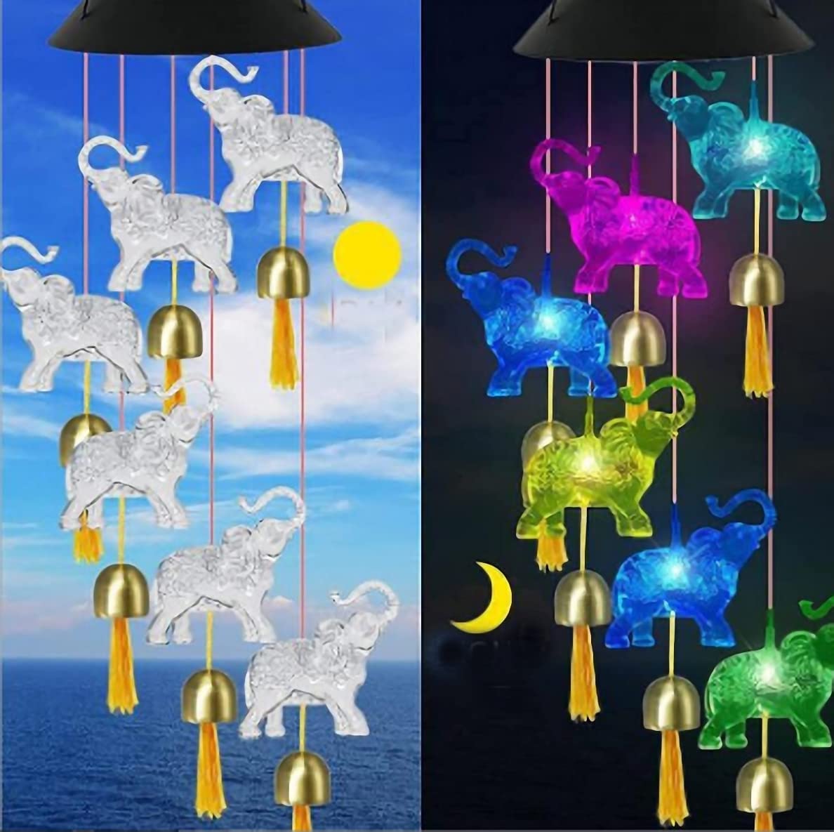 Solar Wind Chime with LED Color Changing Lights - Outdoor Solar Powered Decor for Patio, Garden, Yard - Romantic Ambiance for Evenings & Special Occasions