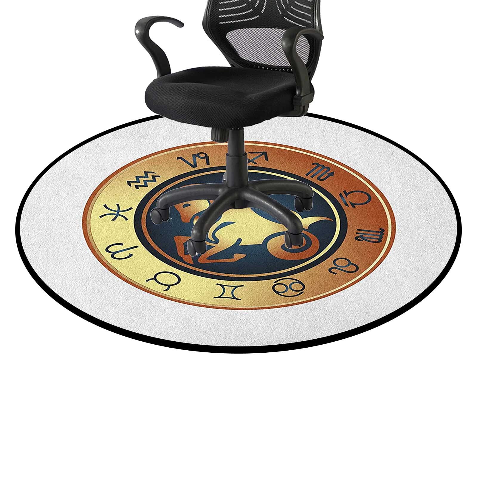 Premium Dark Blue & Gold Office Swivel Chair Mat - Zodiac Capricorn Design - 39.3