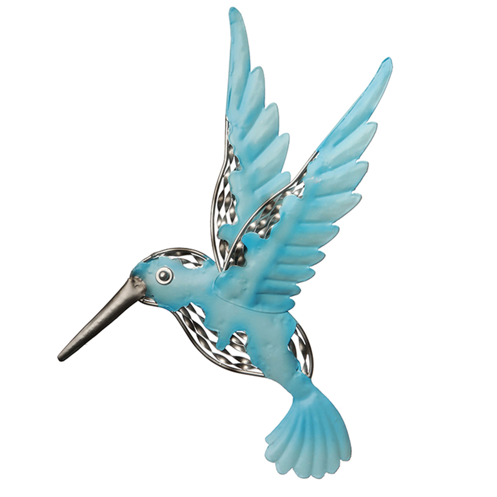 14 Inch Majestic Blue Bird Metal Wall Art Decor - Elegant Home & Garden Decoration for Living Room, Bedroom, or Outdoor Spaces