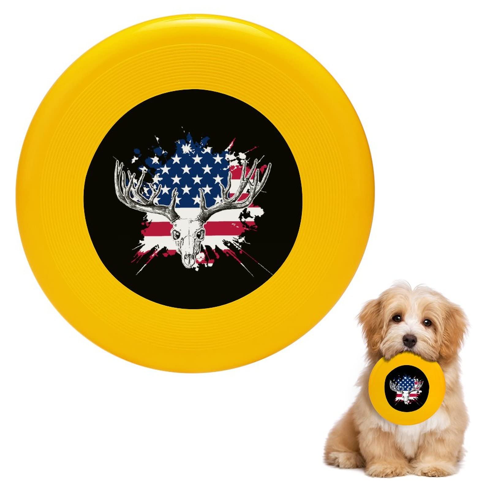 American Flag Round Dog Flying Disc - Durable Training Toy for Hunting Dogs, Outdoor Sports & Play - Perfect for Fetch, Agility Training & Backyard Fun