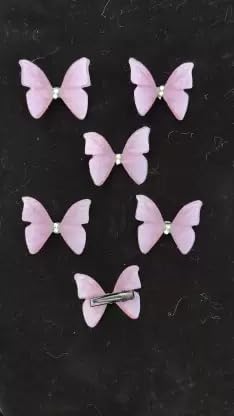Rubella Women's Crystal Pearl Butterfly Hair Clips - 6 Pack Elegant Hairpins for Wedding, Party & Special Occasions