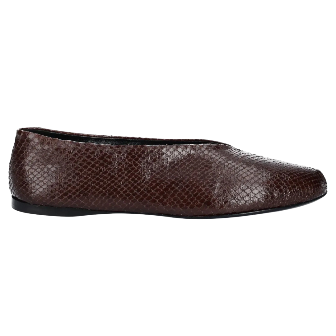 Elegant Chocolate Brown Embossed Ballet Flats for Women - Comfortable & Stylish Shoes for Work, Date Night & Casual Outfits