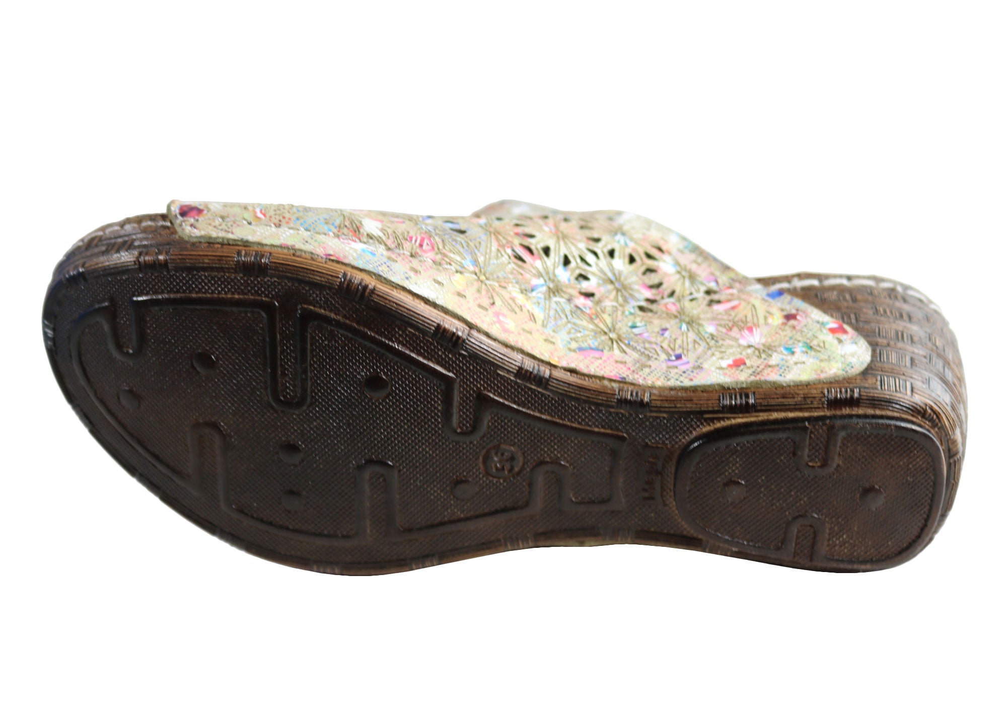 Orizonte Deb Women's European Leather Comfortable Wedge Slide Sandals - Stylish & Supportive for Summer, Beach, and Casual Outings