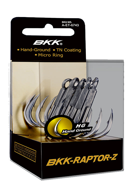 BKK Hooks Raptor Z Treble Fishing Hooks - Premium Sharp Strong Hooks for Bass, Trout, and Saltwater Fishing | Perfect for Freshwater & Saltwater Angling