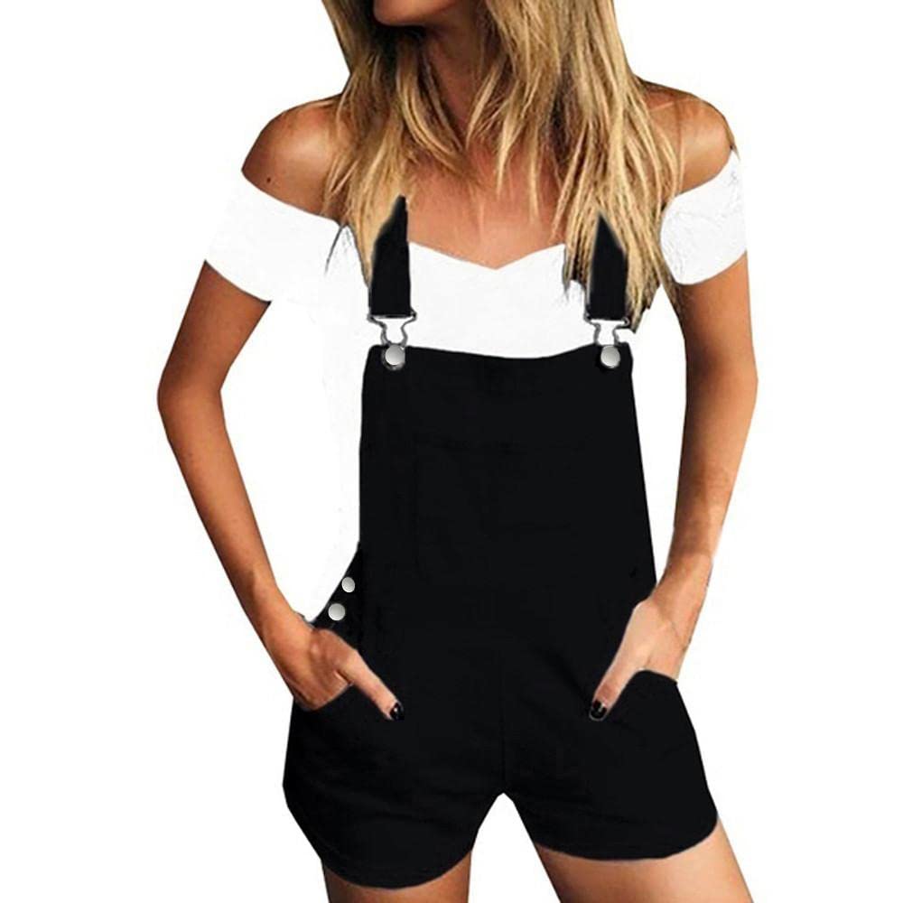 FEDULK Women's Denim Bib Overalls Shorts - Classic Adjustable Straps Romper Jumpsuit, Onesie Jeans Pants Playsuit for Casual Wear, Outdoor Activities & Workwear