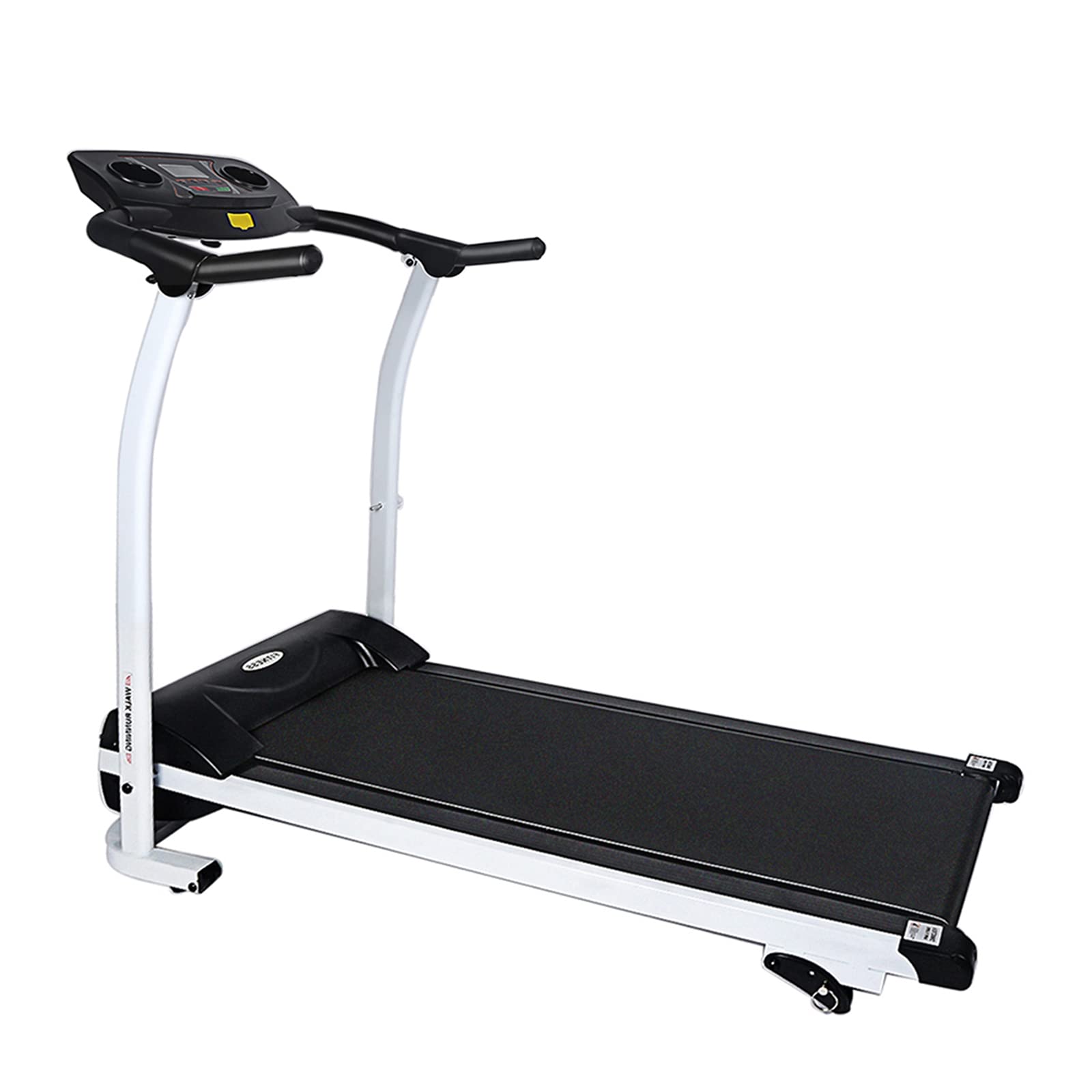 YSSOA High Performance Folding Treadmill - LCD Display Running Machine with Phone Holder | Compact Home Gym Equipment for Cardio Workout & Fitness Training | Perfect for Small Spaces, Apartments & Home Offices (White & Black)