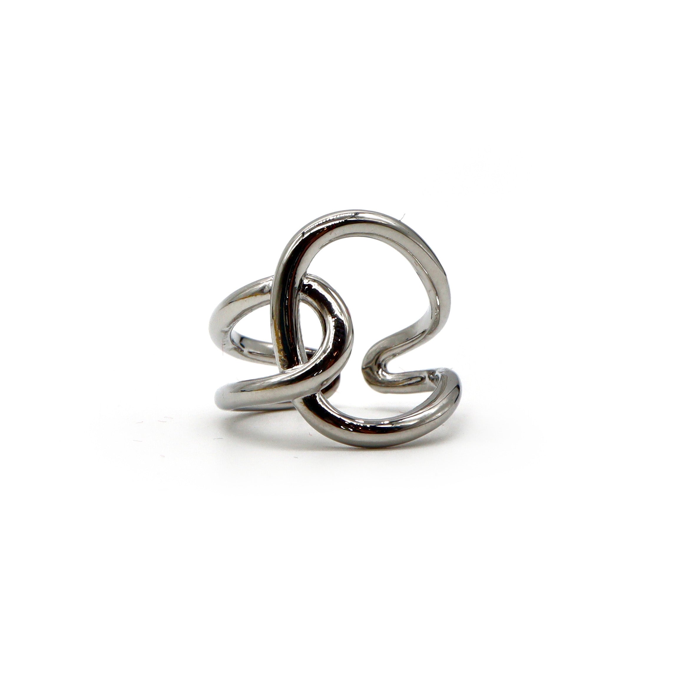 ROMALI Stainless Steel Abstract Knot Adjustable Ring for Women - Elegant Stackable Jewelry Gift for Anniversary, Valentine's Day & Everyday Wear