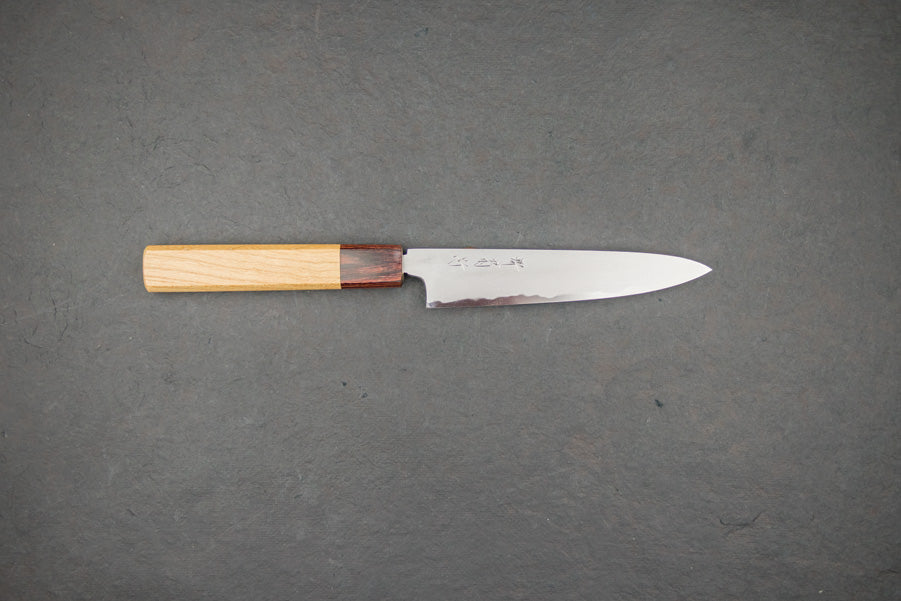 Premium Sakai Kikumori Yoshikazu Tanaka Shironiko Kasumi Petty Knife 150mm - Japanese High-Carbon Steel Kitchen Knife for Precise Slicing, Peeling & Garnishing