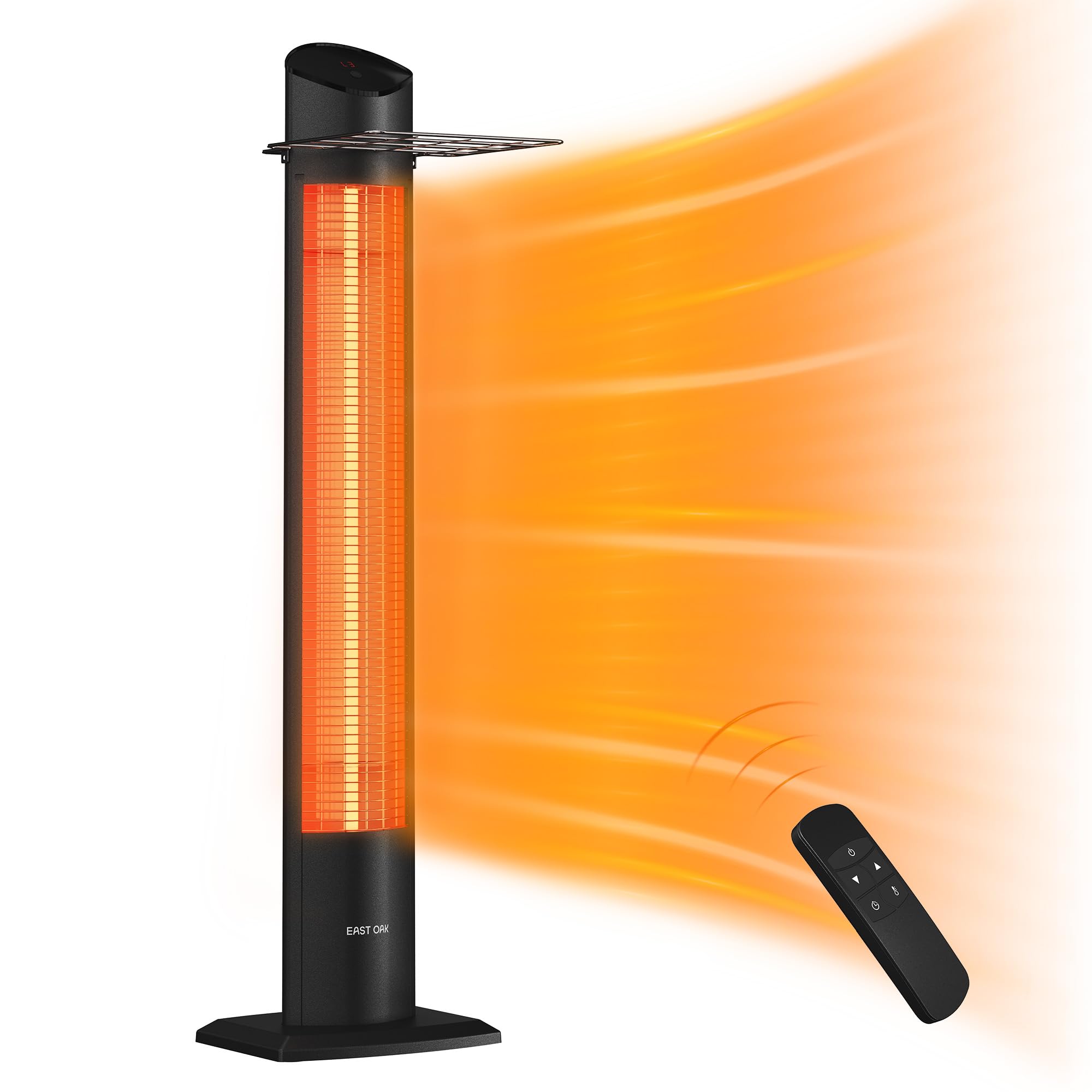 EAST OAK 1500W Electric Patio Heater - Indoor/Outdoor Portable Space Heater with IP55 Waterproof, Tip-Over & Overheat Protection, 2 Heat Settings & 24H Timer - Perfect for Backyard, Deck, Garage, and Office Use (2024 Upgraded Model)