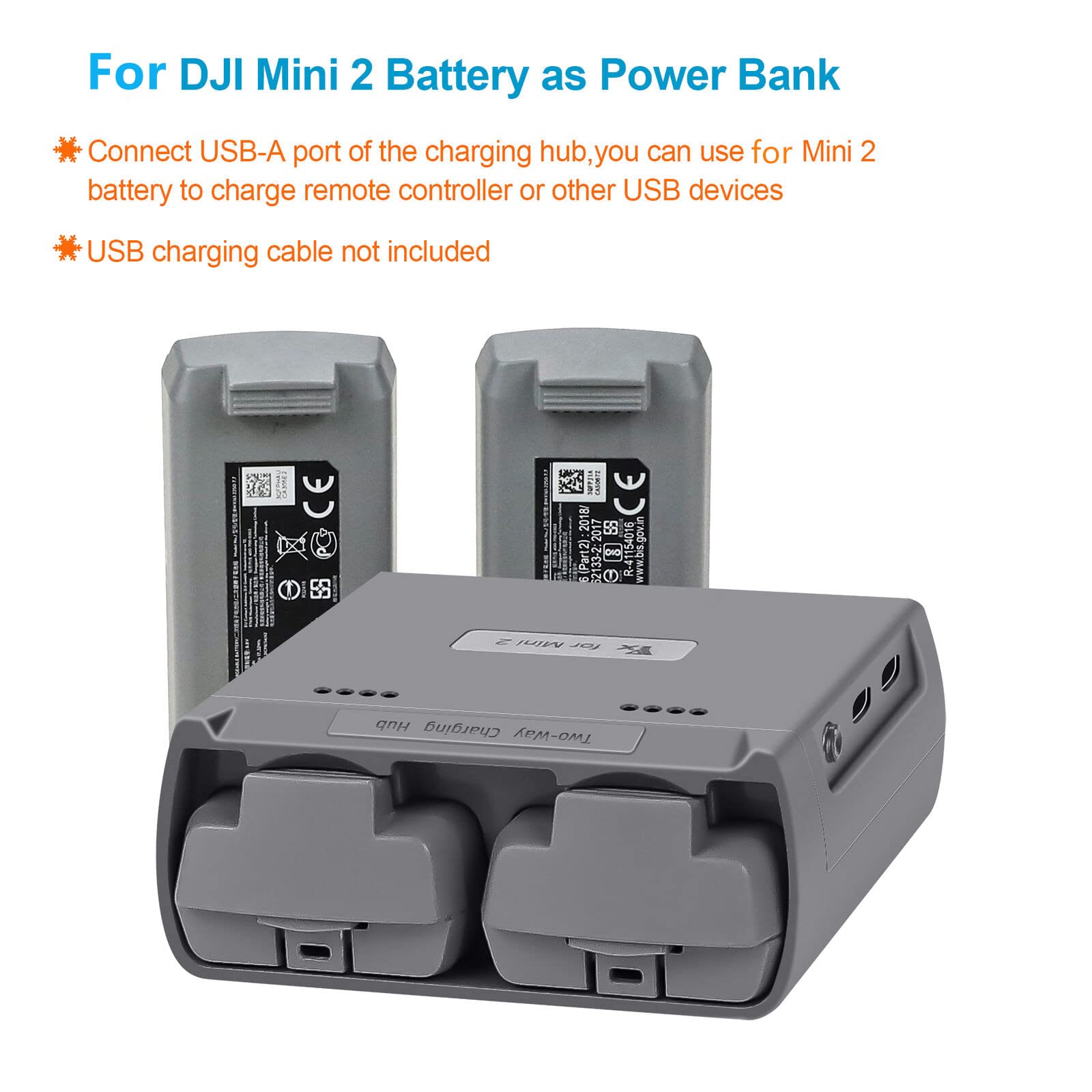 DJI Mini 2/Mini SE Drone Battery Charger - Dual USB Charging Hub for Fast & Simultaneous Charging | Perfect for Travel, Outdoor Adventures & Professional Drone Photography