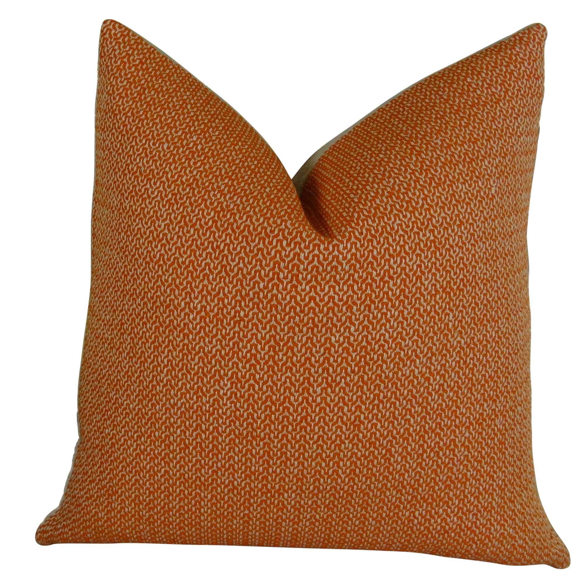 Luxury Handmade Kashmiri Oak Orange & Taupe Throw Pillow Covers - Boho Chic Home Decor for Sofa, Bedroom & Living Room