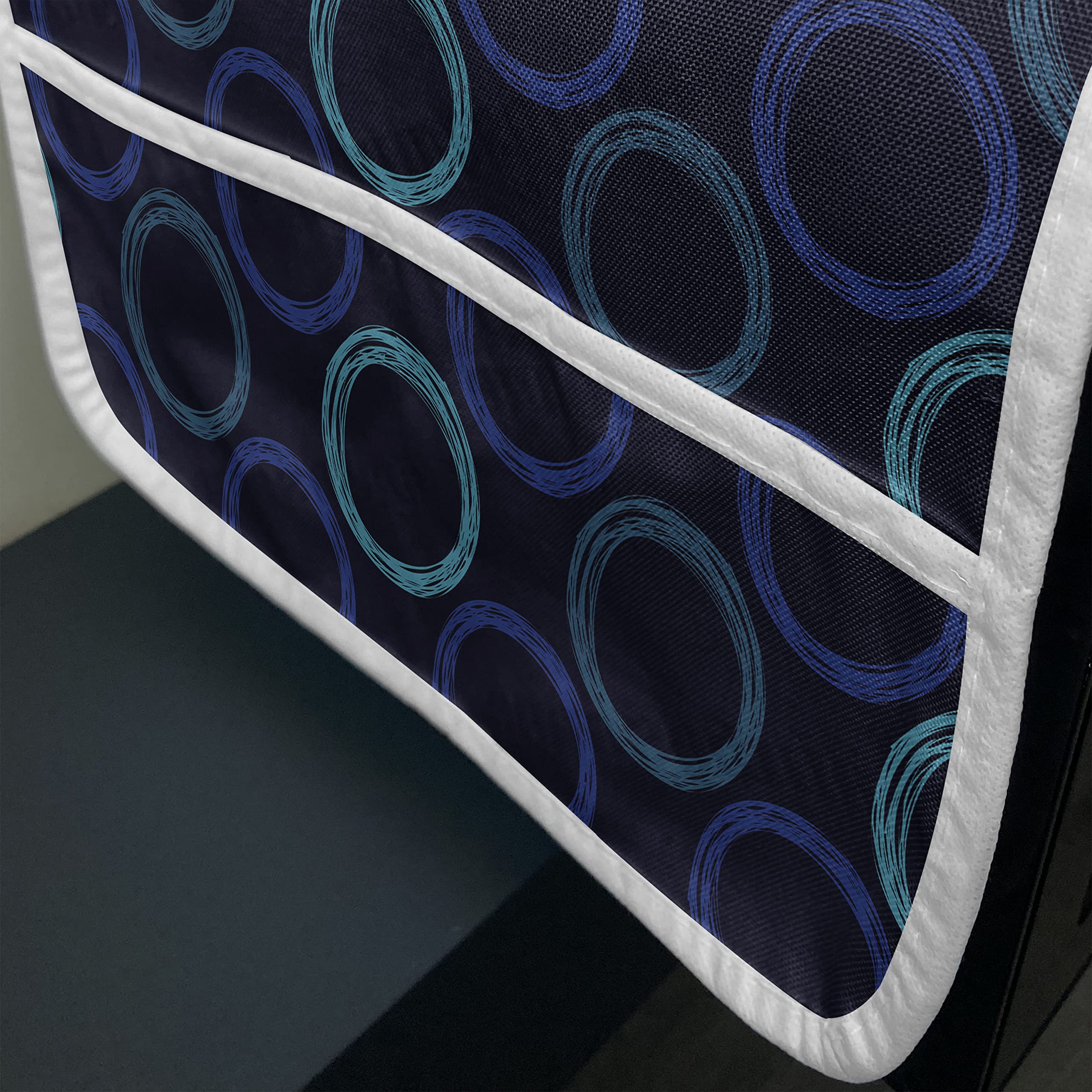 Ambesonne Geometric Microwave Oven Cover - Waterproof Kitchen Organizer with Pockets, Scribble Art Circles Design on Dark Background, 36