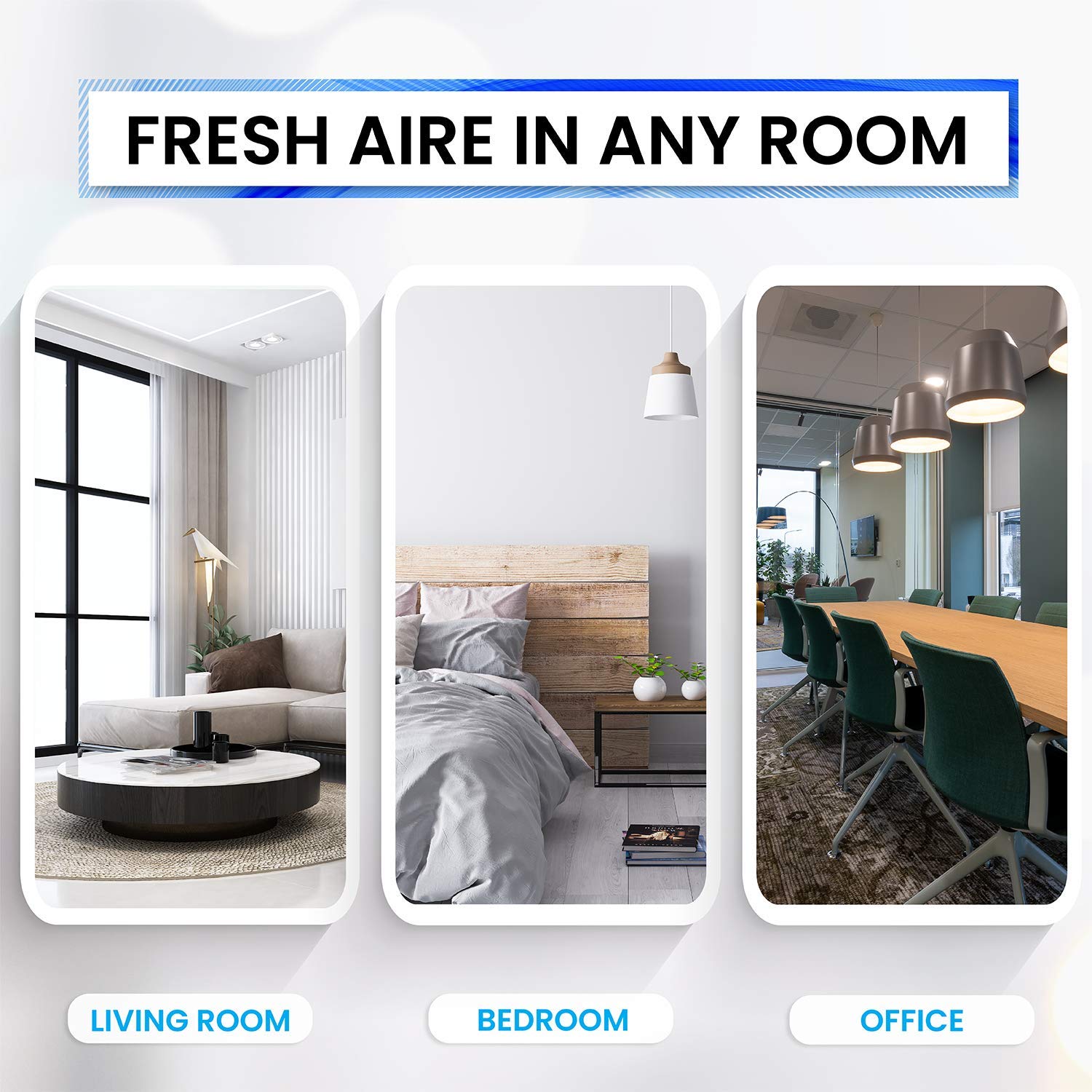 Bluonics Fresh Aire 4-Pack Water Air Washer with 7-Color LED Night Light & White Noise - Includes Lavender Fragrance Bottle for Home, Office, and Bedroom Air Purification