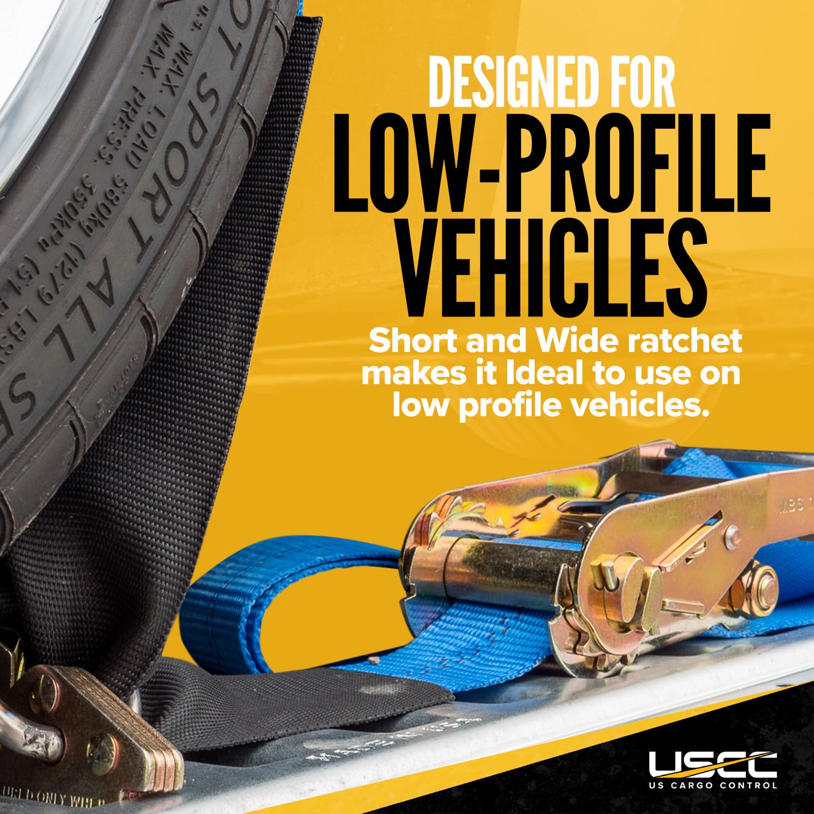 2-Pack Heavy-Duty Wheel Straps with E-Track Fittings - 2000LB Capacity Polyester Tie Downs for Low Clearance Car Hauling - Secure Vehicle Transport for Trailers, Trucks & Auto Shipping