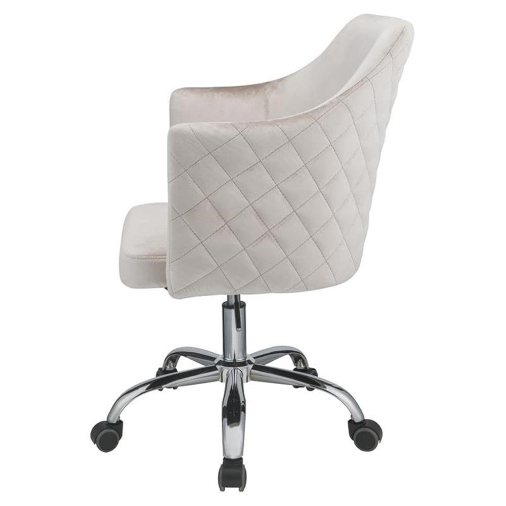 Acme Cosgair Tufted Velvet Swivel Office Chair in Champagne and Chrome - Ergonomic Desk Chair for Home Office, Gaming & Conference Rooms