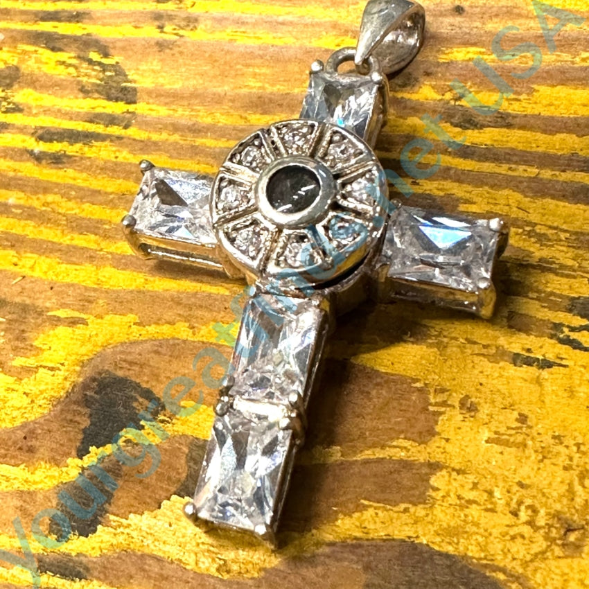 Vintage Cubic Zirconia Lord's Prayer Stanhope Cross Pendant Necklace - Religious Jewelry Gift for Women, Baptism, First Communion & Confirmation