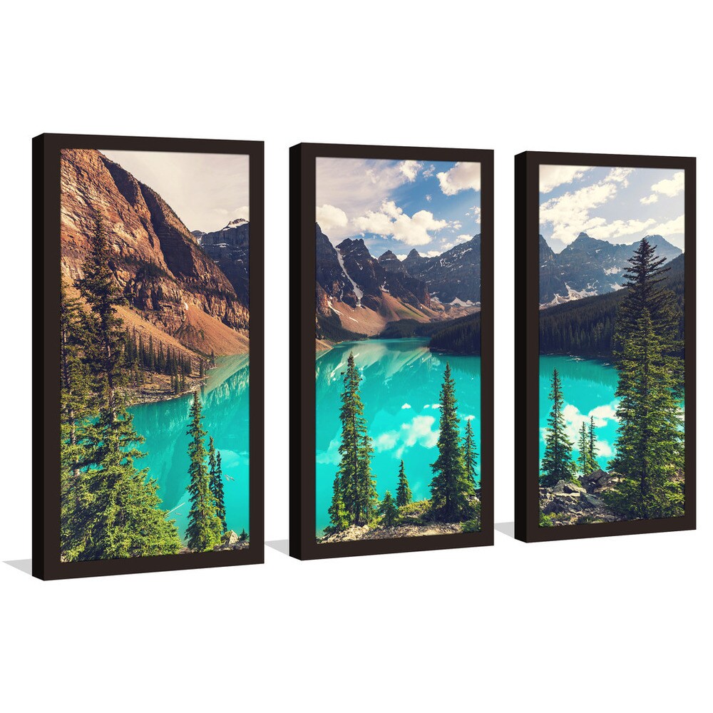 Banff National Park Framed Plexiglass Wall Art Set of 3 - Modern Landscape Prints for Living Room, Bedroom & Office Decor
