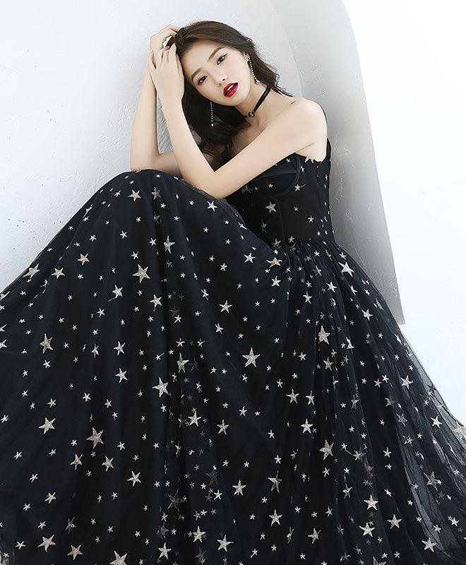 Elegant Black V-Neck Tulle Long Prom Dress | Formal Evening Gown for Women | Perfect for Homecoming, Ballroom Dances & Special Occasions