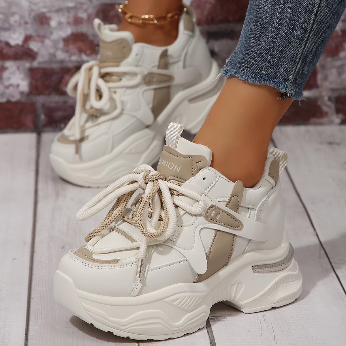 Women's Chunky Platform Sneakers 2024 | Trendy Dad Shoes for Women | Comfortable Leather Casual Sneakers – Perfect for Walking, Running Errands & Street Style Outfits