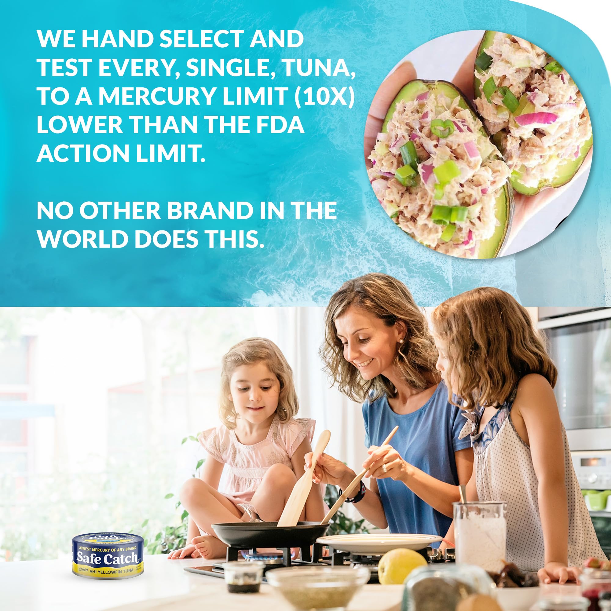 Safe Catch Wild Ahi Yellowfin Tuna Canned - Wild Caught, Low Mercury, High Protein & Omega 3, Gluten-Free, Kosher (Pack of 6) | Perfect for Salads, Sandwiches & Healthy Meal Prep