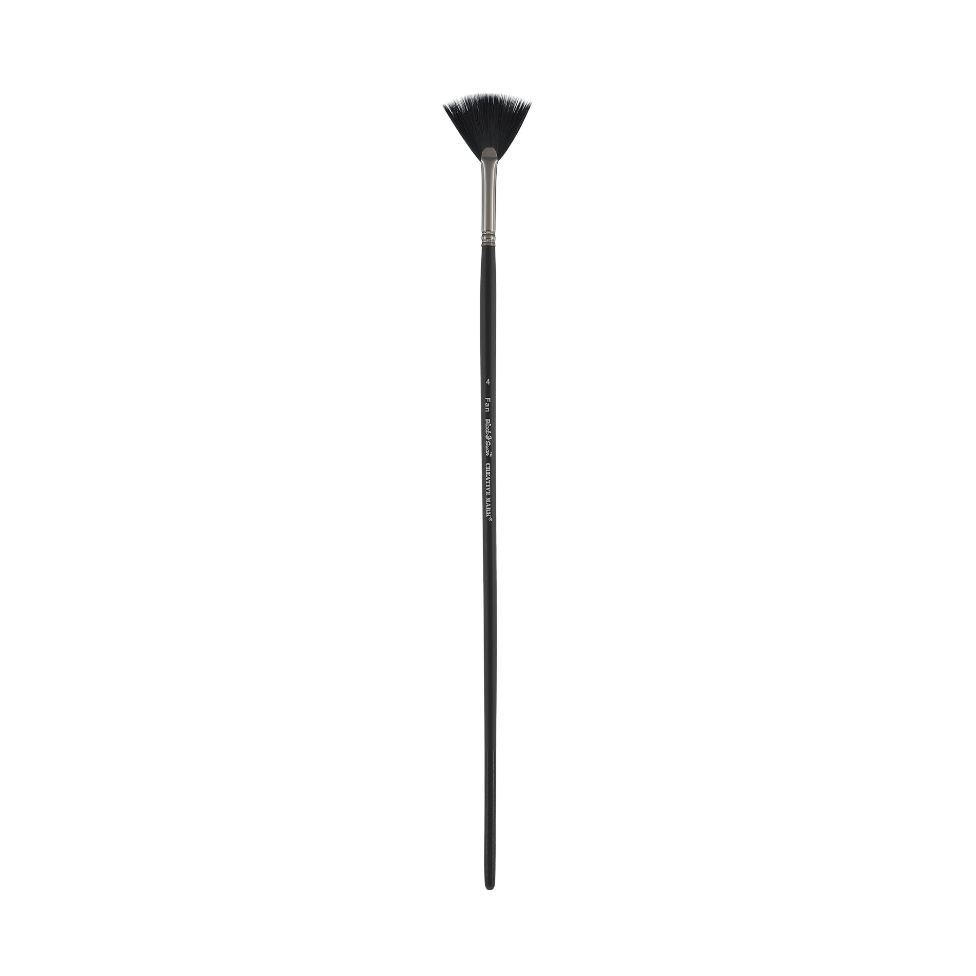 Black Swan Synthetic Red Sable Fan Paint Brush Size #4 - Professional Artist Brush for Oil, Acrylic & Heavy Body Media - Long Handle Comfort Grip - Perfect for Canvas Painting, Texture Work & Detailing