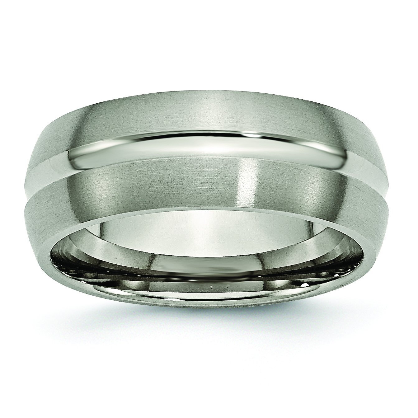 Men's Titanium Wedding Band Ring - 8mm Brushed & Polished Grooved Design - Durable & Comfortable for Everyday Wear - Perfect for Engagement, Anniversary & Special Occasions